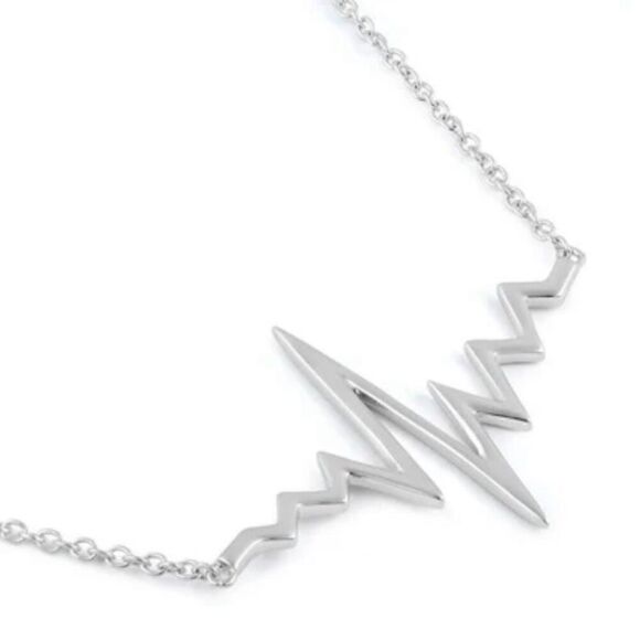 New Sterling Silver Heartbeat Necklace - Picture 1 of 4